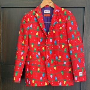 NWT OppoSuits Red Blazer with Festive Light Pattern